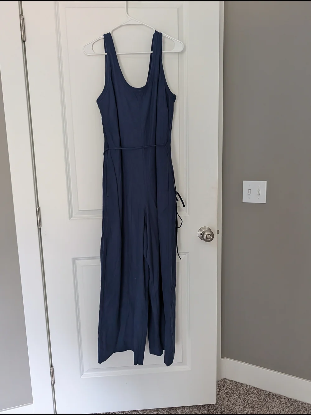 Banana Republic Navy Linen-Blend Jumpsuit